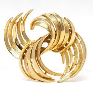 Vintage Coro Signed Gold-Tone Abstract Statement Brooch Pin Mid-Century Design